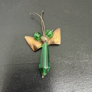 Vintage Dragonfly Brooch Art Nouveau Green  Costume Jewelry